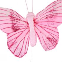 Article Papillons décoratifs sur fil plumes colorées 5,5×8cm 12pcs