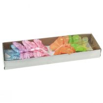 Article Papillons décoratifs sur fil plumes colorées 5,5×8cm 12 pcs