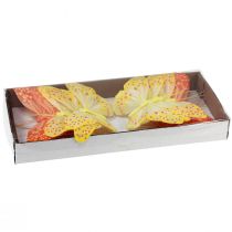 Article Papillons décoratifs sur plumes en fil orange jaune 7×11cm 12 pcs