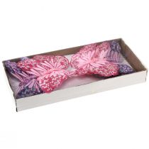 Article Papillons décoratifs sur plumes en fil violet rose 7×10cm 12 pcs