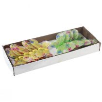 Article Papillons décoratifs sur fil fleurs jaune vert 6×9cm 12pcs