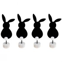 Article Support de décoration de table lapins de Pâques feutre noir 28,5cm 4pcs