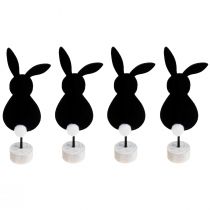 Article Support de décoration de table lapins de Pâques feutre noir 28,5cm 4 pcs