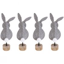 Article Décoration de table sur pied décoration lapin de Pâques feutre gris 28,5cm 4pcs