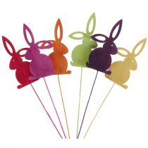 Article Lapins de Pâques en pompon sur pique de fleurs 28cm 16pcs