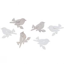 Article Décoration à disperser en bois décoration oiseau de printemps blanc naturel 4cm 72 pcs
