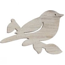 Article Décoration à disperser en bois décoration oiseau de printemps blanc naturel 4cm 72 pcs