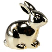 Article Lapins en céramique lapin doré assis aspect métal 8,5cm 3pcs