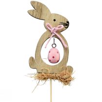 Article Bouchon de fleur bouchon décoratif en bois lapin avec oeuf 5x8,5cm 12pcs