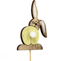 Article Bouchons de fleurs en bois lapin de Pâques Pâques coloré H8cm 12pcs