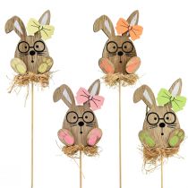 Article Lapin de Pâques avec lunettes Piquets en bois 8,5cm 12pcs