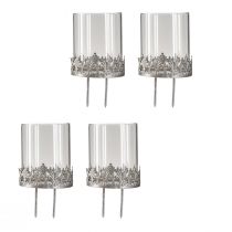 Article Photophore à brancher avec verre argent antique Ø7cm 4 pcs