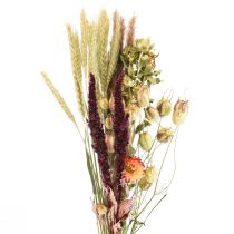 Bouquet de fleurs séchées paille fleurs orange violet 55cm 70g