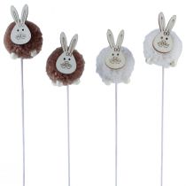 Article Lapins de Pâques en pompon sur pique de fleurs 28cm 16pcs