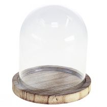 Article Cloche en verre décoration assiette en bois décoration de table mini cloche à fromage H13cm