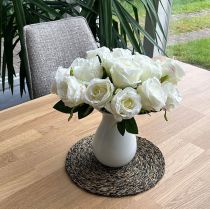 Article Roses artificielles en bouquet blanc 30cm 8 pcs