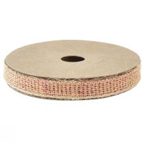 Article Ruban jute ruban décoratif rouge naturel tissé W12mm L10m