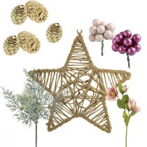 Article Coffret DIY décoration Noël étoile jute à suspendre Ø28cm