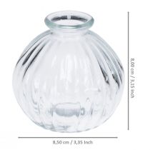 Article Petit vase en verre vase boule vase clair rainures Ø8,5cm H8cm