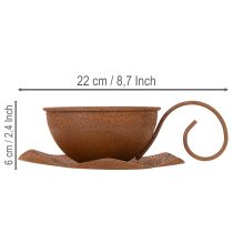 Article Pot et soucoupe vintage couleur rouille, Ø 17,5 cm H 6 cm