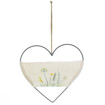 Article Anneau décoratif en métal coeur boucle anneau décoratif à suspendre avec herbes sauvages L31,5 cm 2pcs