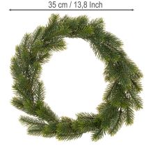 Article Couronne artificielle de sapin vert pour décoration de porte, 35 cm