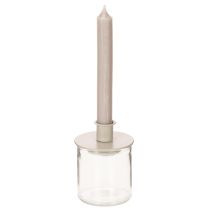 Article Bougeoir en métal beige mat, petit bougeoir pour bougies coniques, 8 cm, lot de 3
