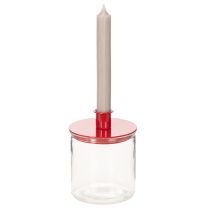 Article Bougeoirs compacts en métal rouge pour bougies coniques de 10 cm, lot de 2