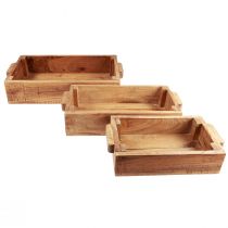 Article Boite à planter bac à plantes en bois 48,5/40,5/32,5 cm lot de 3