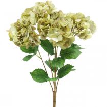 Article Bouquet d&#39;hortensias artificiels vert, marron 5 fleurs 48cm