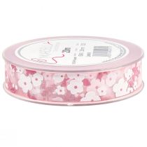 Article Ruban organza rose avec fleurs ruban cadeau 20mm 20m