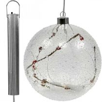 Article Boule de Noël LED guirlande lumineuse en verre coeurs Ø15cm
