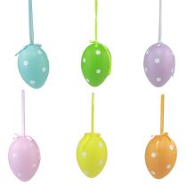 Article Oeufs de Pâques suspendus oeufs en plastique à pois 8x11,5cm 6pcs