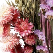 Article Bouquet de fleurs séchées fleurs de paille plage lilas rose 58cm