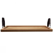 Article Plateau décoratif, plateau oblong en bois avec poignées en hêtre 50×19,5cm