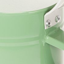 Article Arrosoir décoratif en métal, vert pastel rétro avec détails blancs, pour jardin, balcon et intérieur, 52,5 x 15 x 30 cm
