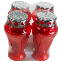 Article Bougies funéraires gouttes rouges lumières de deuil Ø9cm H17cm 4 pcs