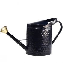 Article Arrosoir décoratif en métal à damier bleu et or, style rétro, pour l'intérieur, le jardin ou le balcon, 65 cm