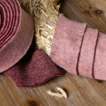 Article Ruban de feutre bicolore, ruban de pot, ruban de feutre de laine rose rouge 7,5 cm 5 m