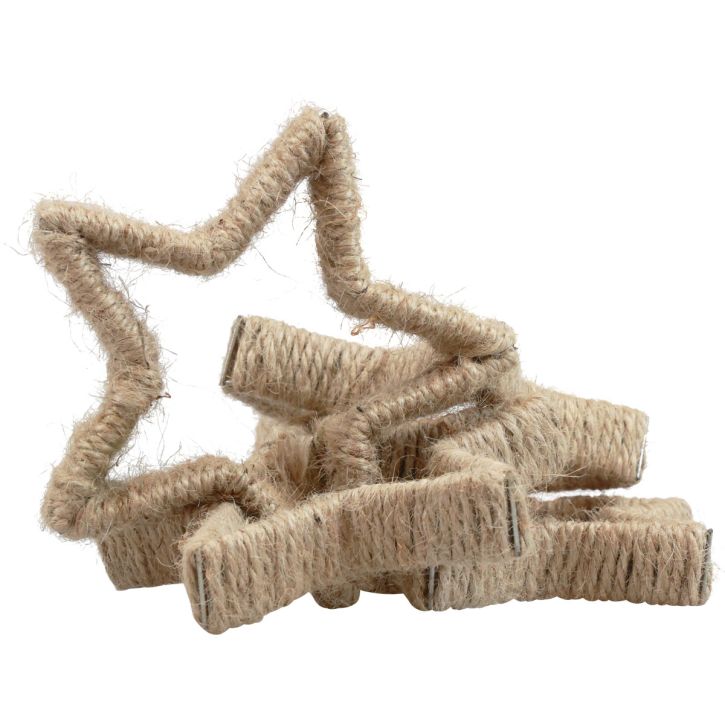 Article Décoration de l&#39;Avent Décoration de Noël étoile étoile décorative jute 13,5 cm 6pcs