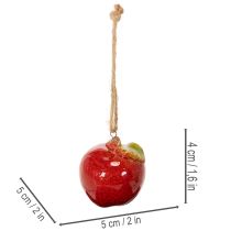 Article Décoration automnale en céramique en forme de pomme à suspendre, 5 cm, lot de 4