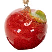 Article Décoration automnale en céramique en forme de pomme à suspendre, 5 cm, lot de 4