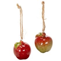 Article Décoration automnale en céramique en forme de pomme à suspendre, 5 cm, lot de 4
