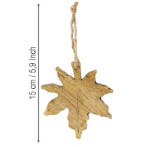 Article Décoration en bois de feuille d'érable automne vert rouge marron H10cm 6 pièces