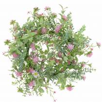 Couronne de prairie floquée de trèfle rose, vert Ø30cm