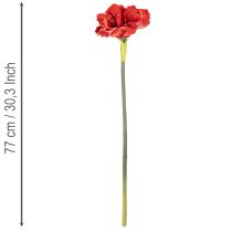 Article Amaryllis artificielle rouge à longue tige, pour vase et composition florale, 77 cm