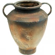 Amphore aspect antique pour vase à plantation décoration de jardin en métal H29cm