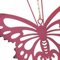 Article Pendentif papillon décoration métal rose 8,5x9,5cm 6 pcs