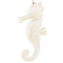 Article Pendentif décoration hippocampe blanc, décoration maritime H23cm