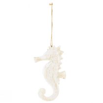Article Pendentif décoration hippocampe blanc, décoration maritime H23cm